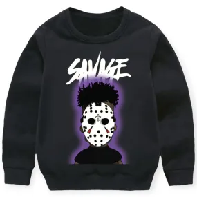 3Forty Inc Kids Savage Mask Crewneck Fleece (Black)