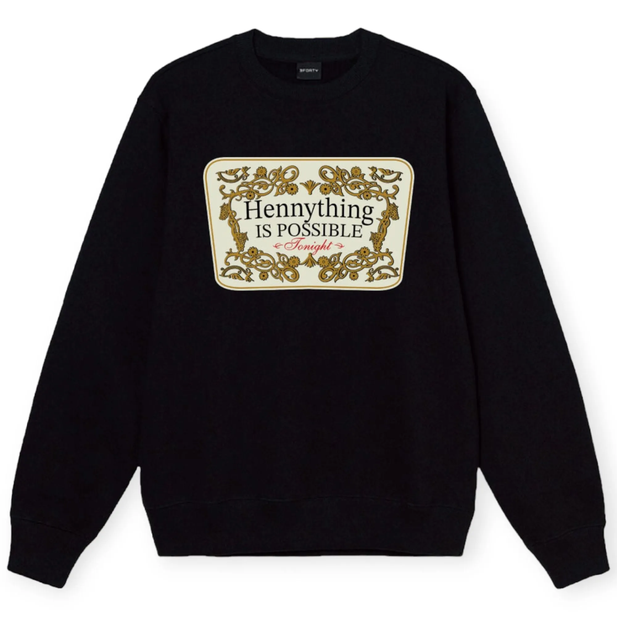 3Forty Inc Men Hennything is Possible crewneck fleece Shirt(Black)