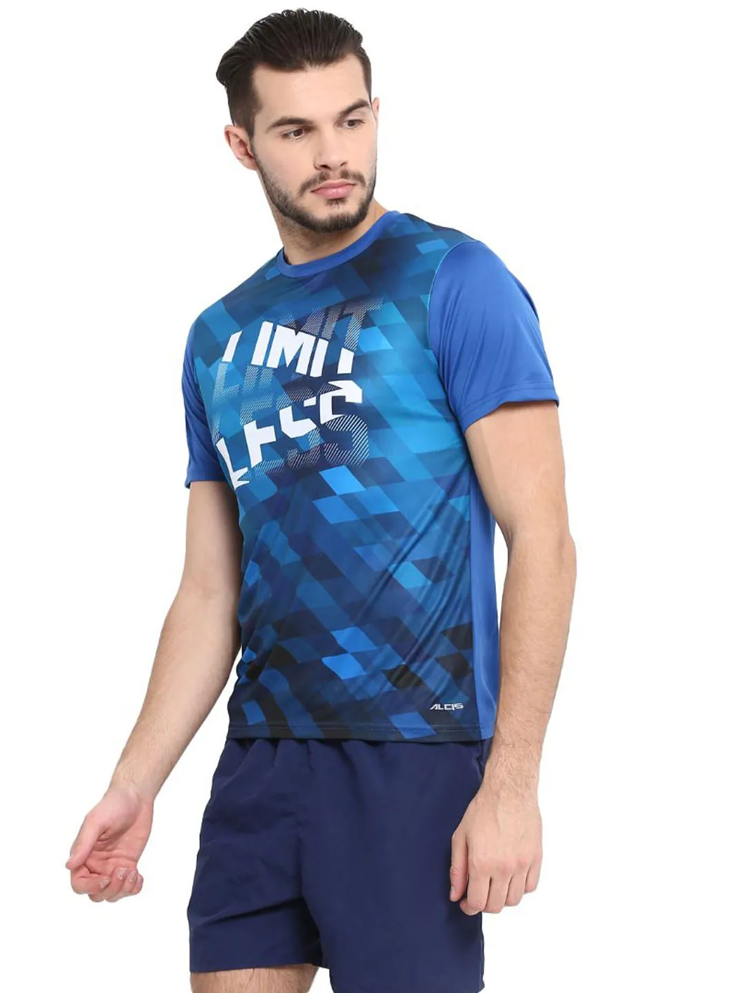 Alcis Men Blue Printed Round Neck T-shirt