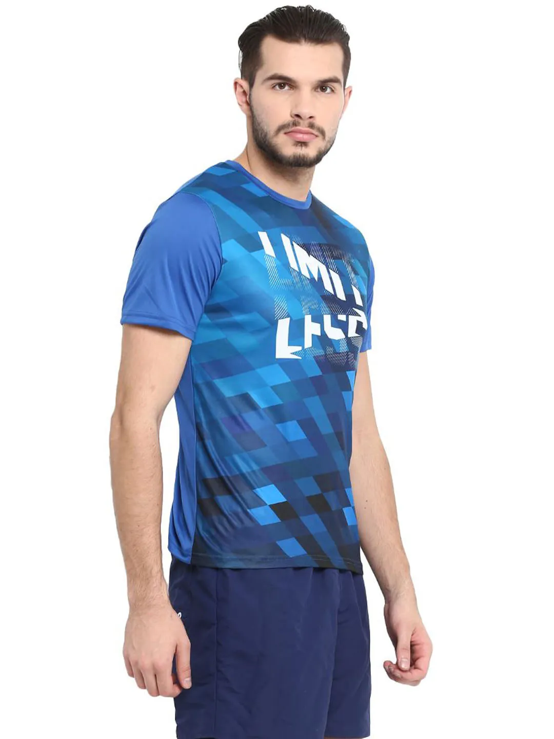 Alcis Men Blue Printed Round Neck T-shirt