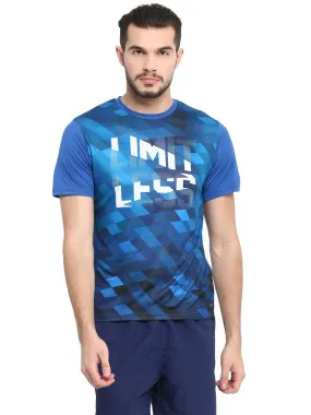 Alcis Men Blue Printed Round Neck T-shirt