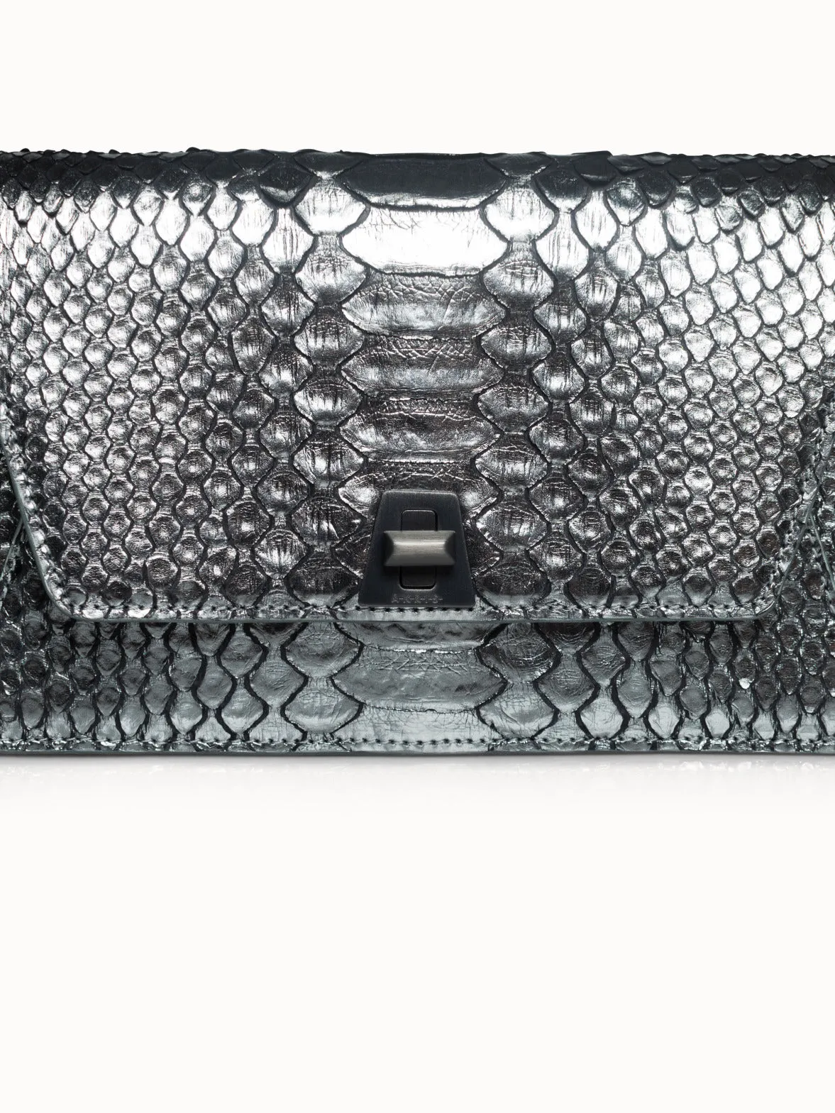 Anouk Clutch Tasche aus Pythonleder mit verstellbarem Doppelgriff