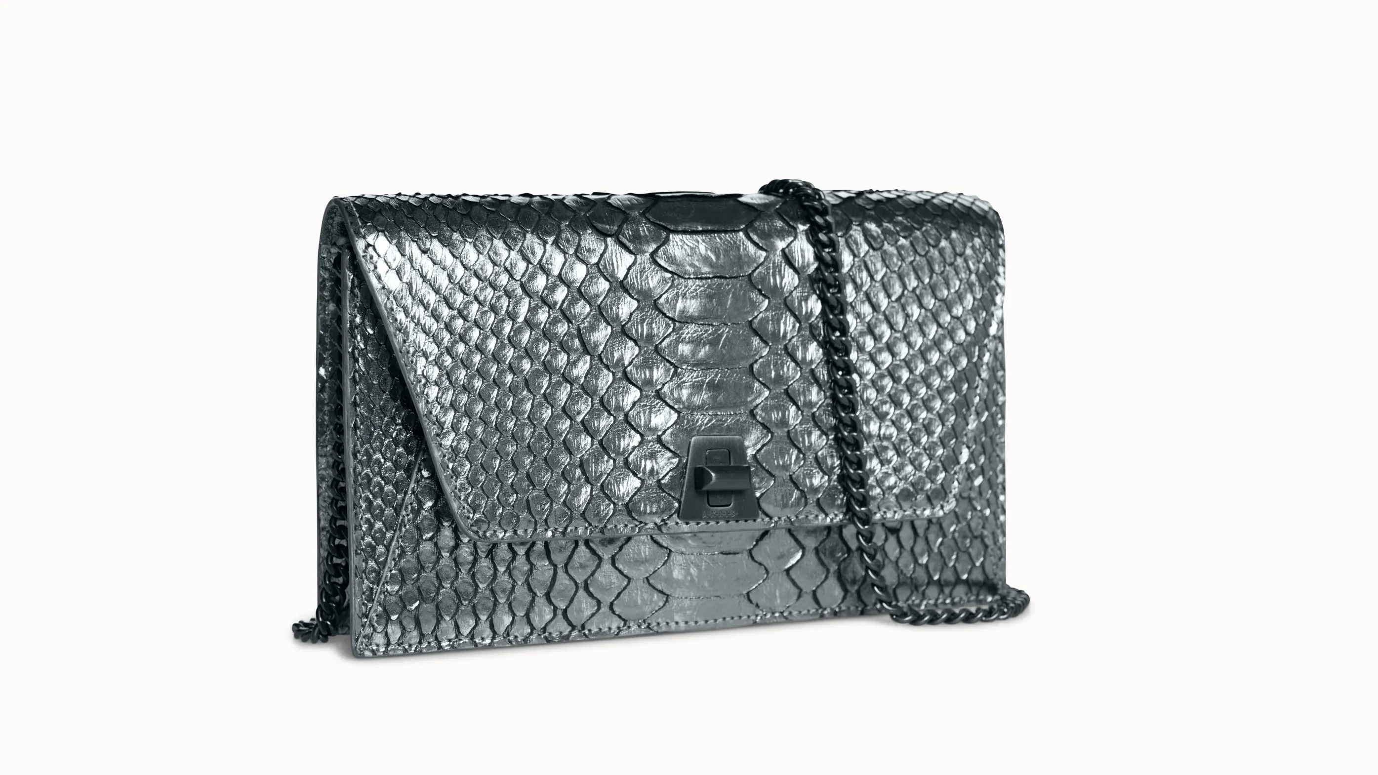 Anouk Clutch Tasche aus Pythonleder mit verstellbarem Doppelgriff