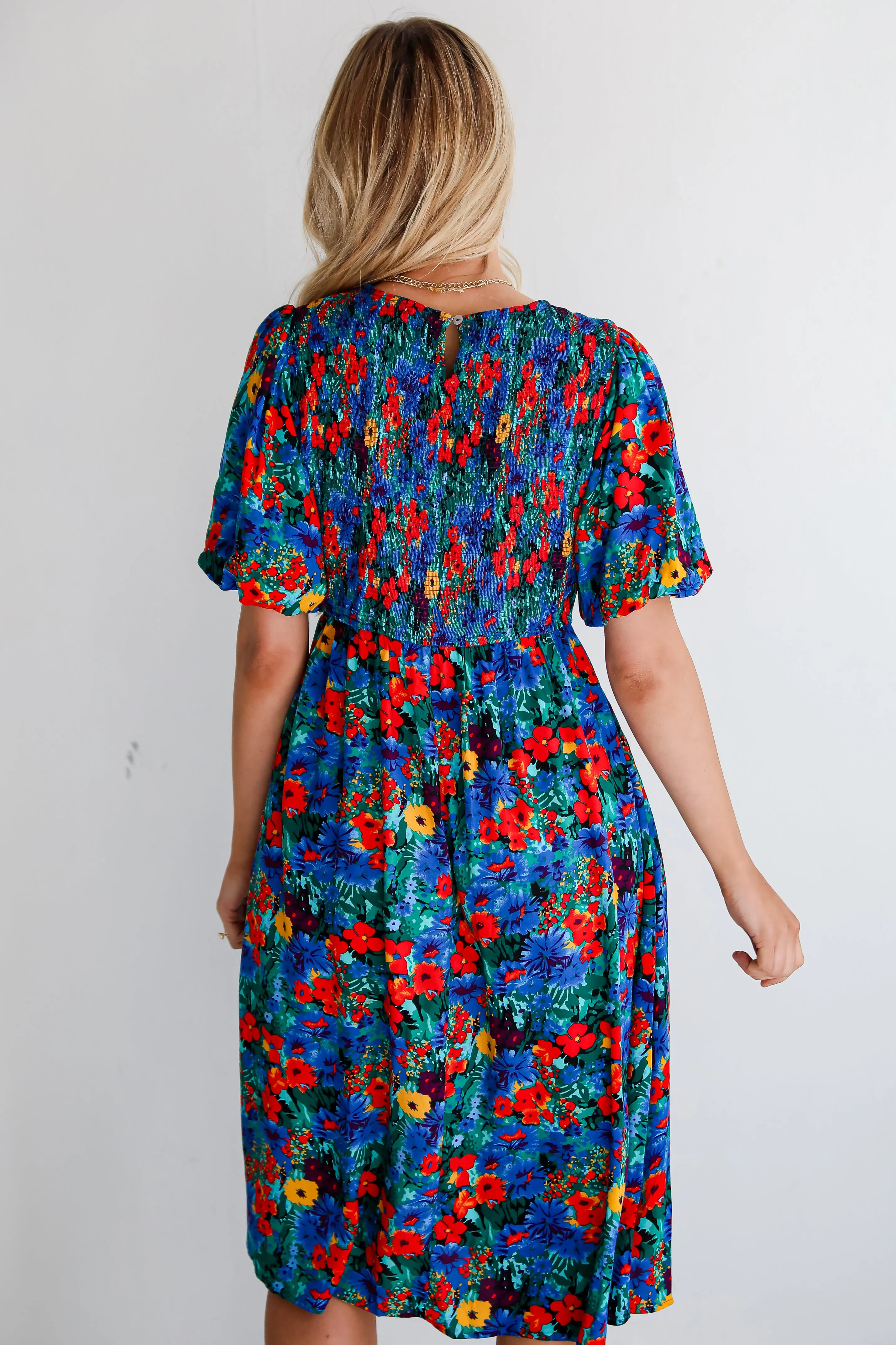 Beautiful Presence Blue Floral Midi Dress