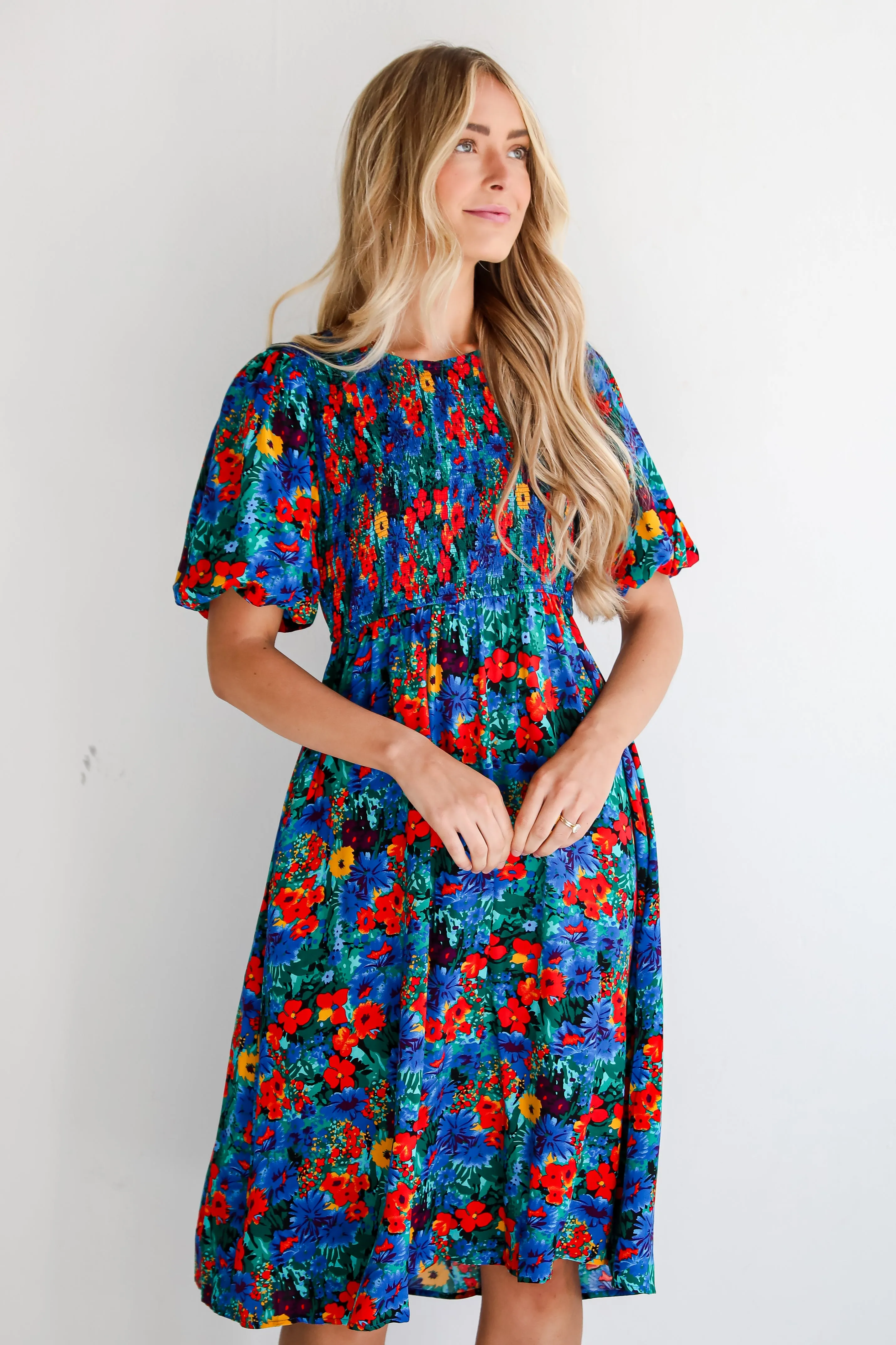 Beautiful Presence Blue Floral Midi Dress