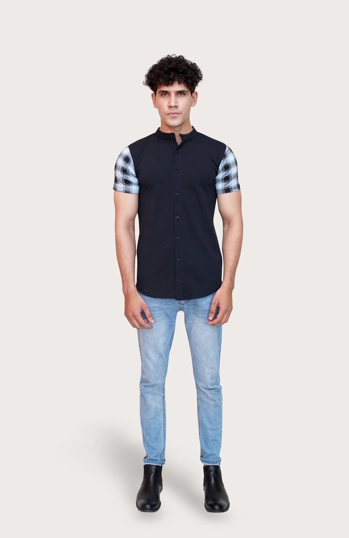 Black & Blue Checkered Button Up Shirt