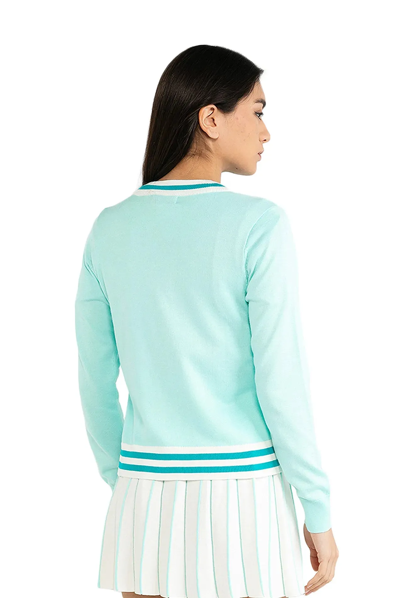 ELLE Active Active Striped Double Front Pocket Knit Cardigan