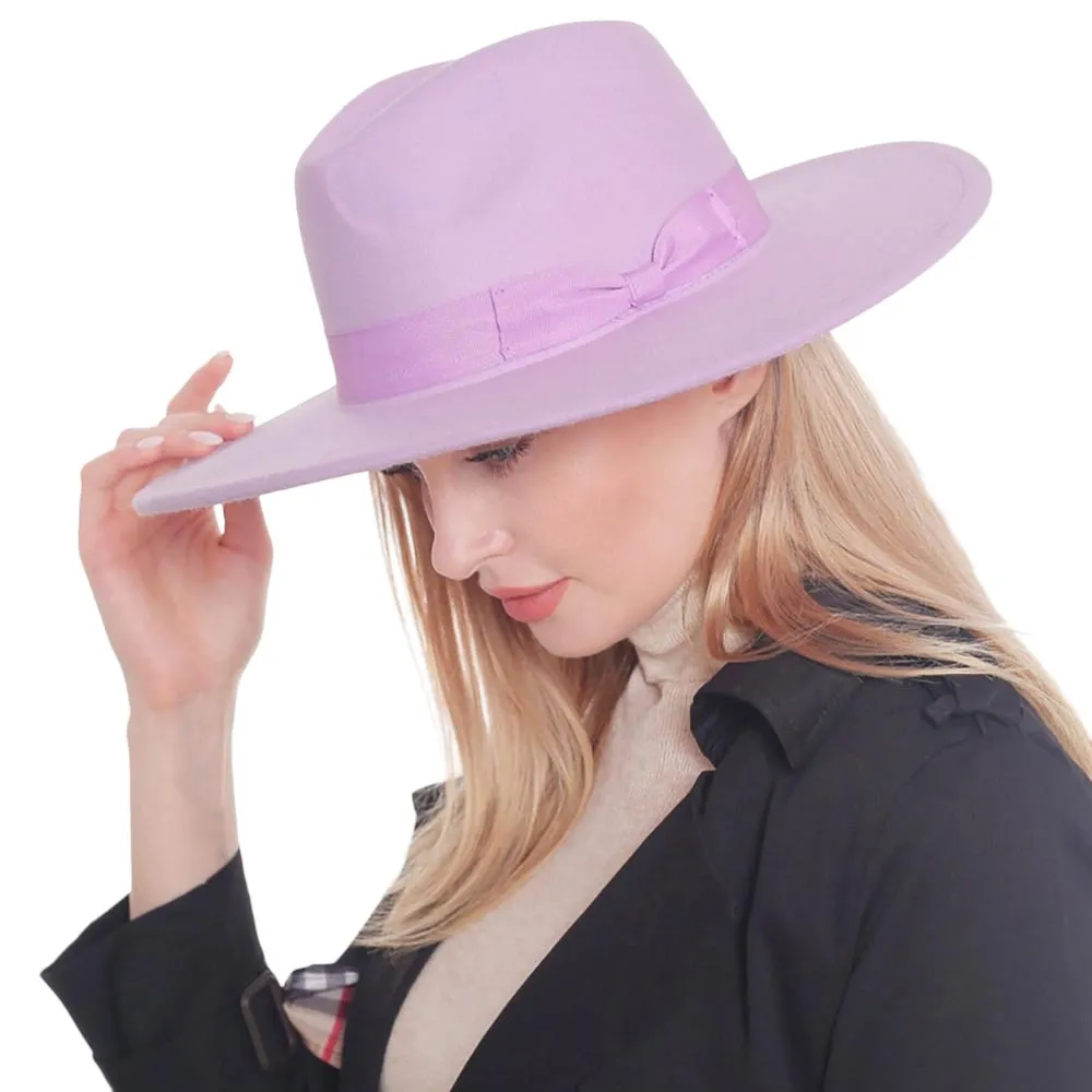 Bow Band Pointed Solid Panama Hat