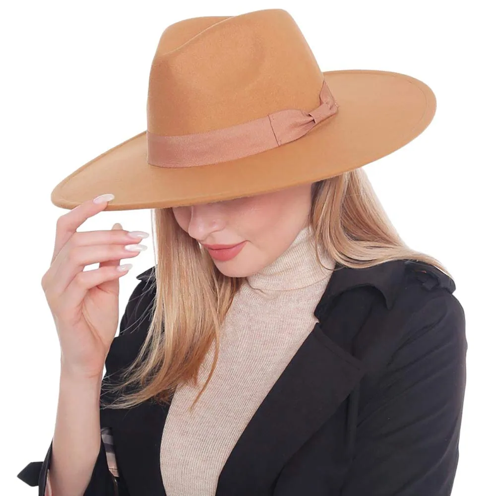 Bow Band Pointed Solid Panama Hat