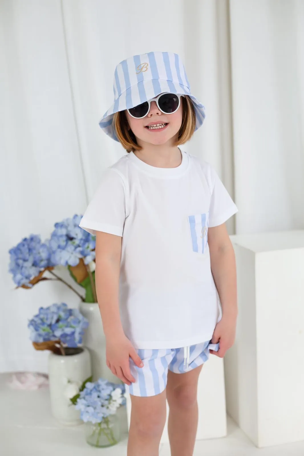 Boys Blue Stripe Bucket Hat