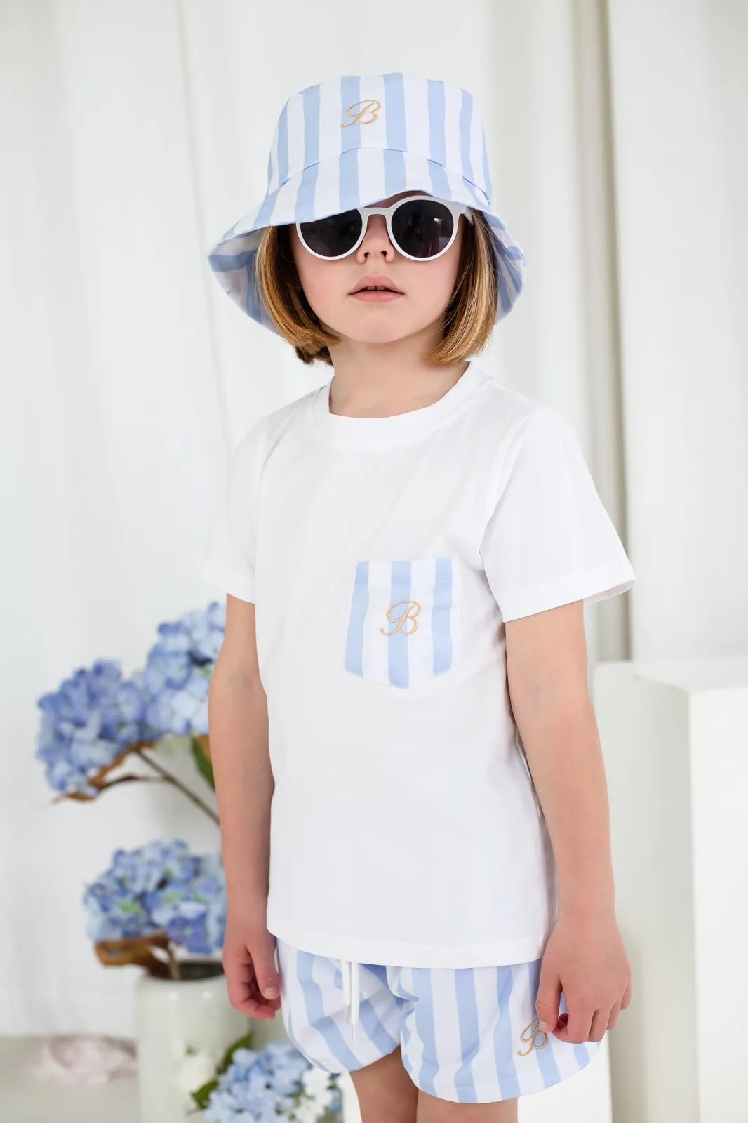 Boys Blue Stripe Pocket T-shirt