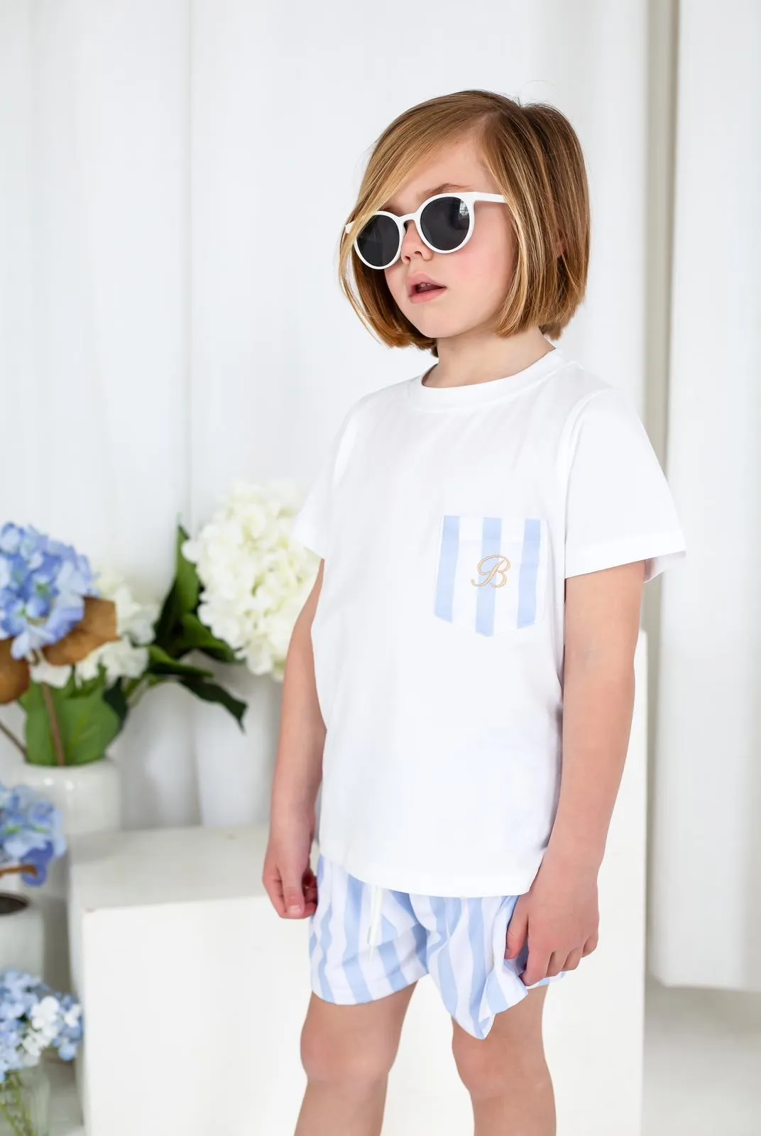 Boys Blue Stripe Pocket T-shirt