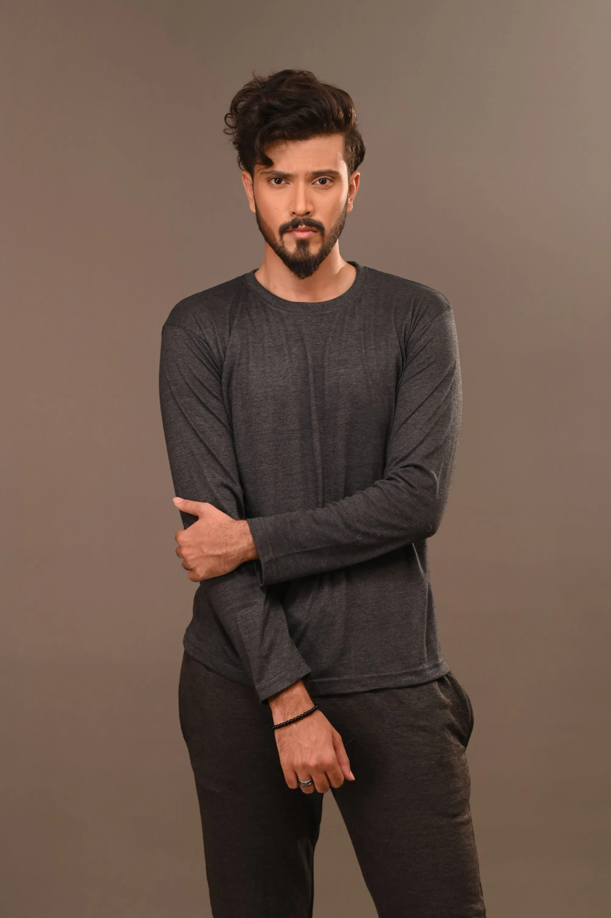 Charcoal Full Sleeve T-Shirt - Men