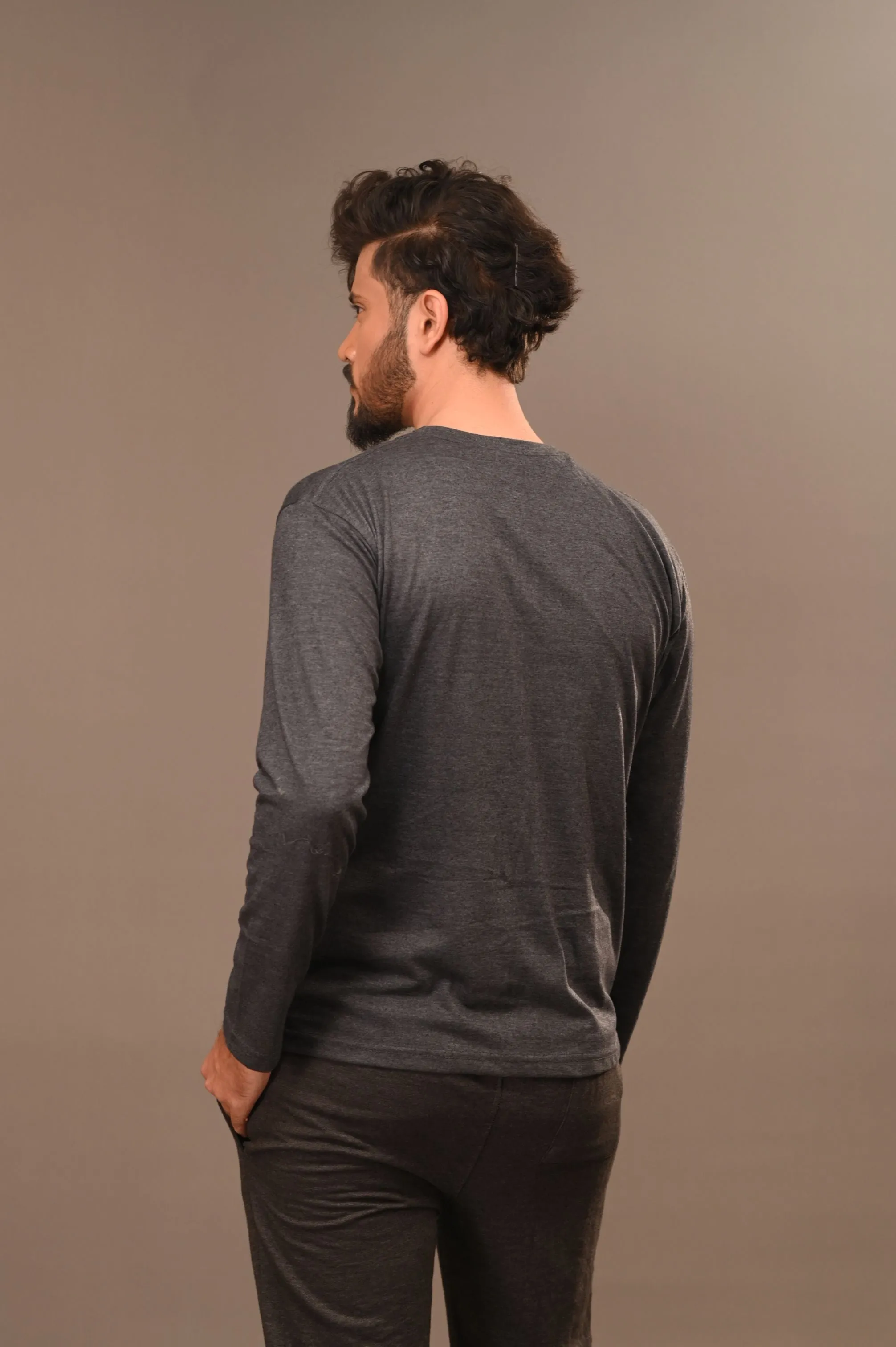 Charcoal Full Sleeve T-Shirt - Men