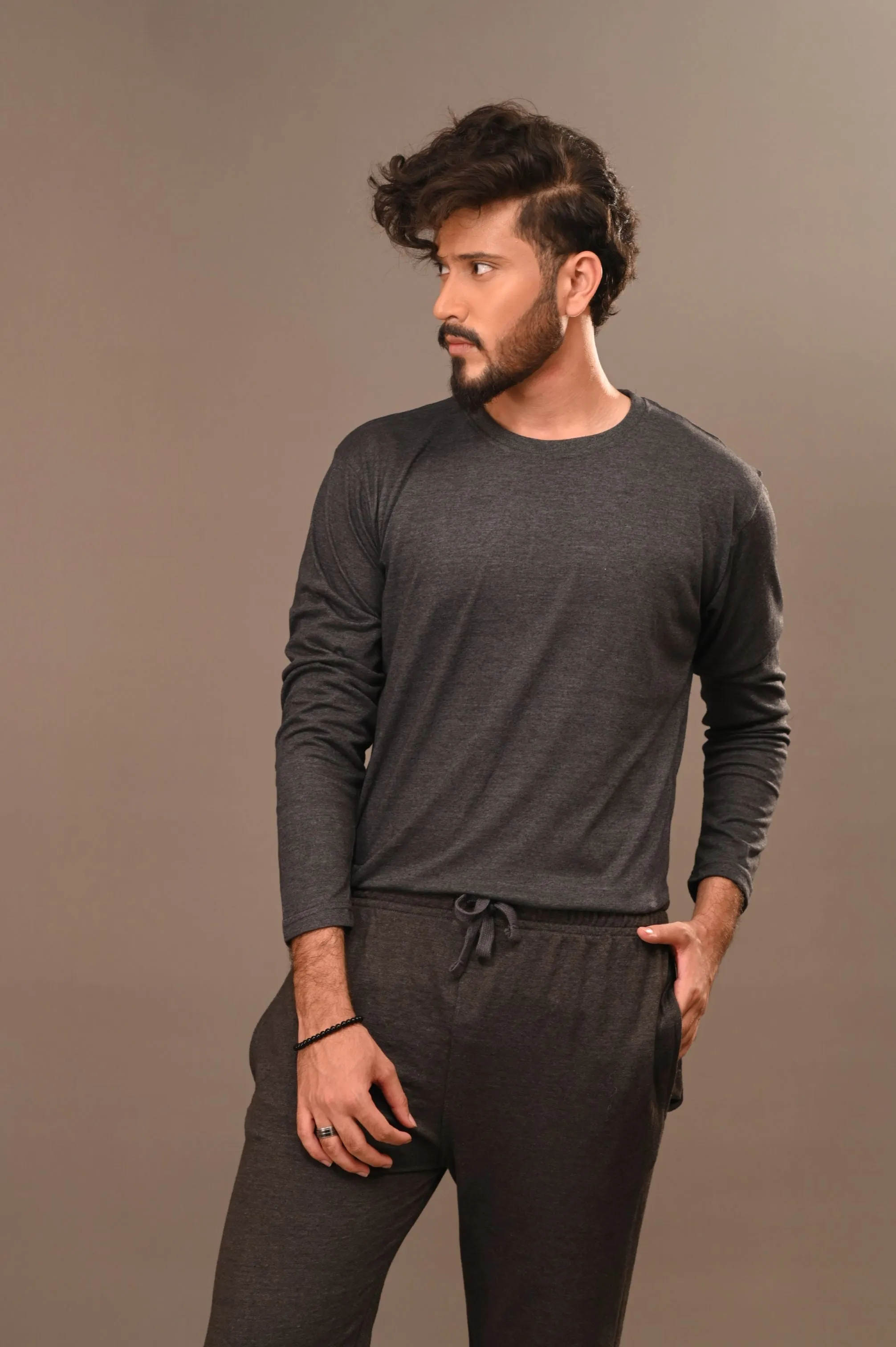 Charcoal Full Sleeve T-Shirt - Men