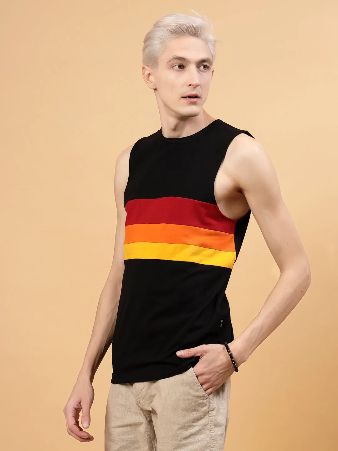 Colorblock Men Trendy Vest T-Shirt