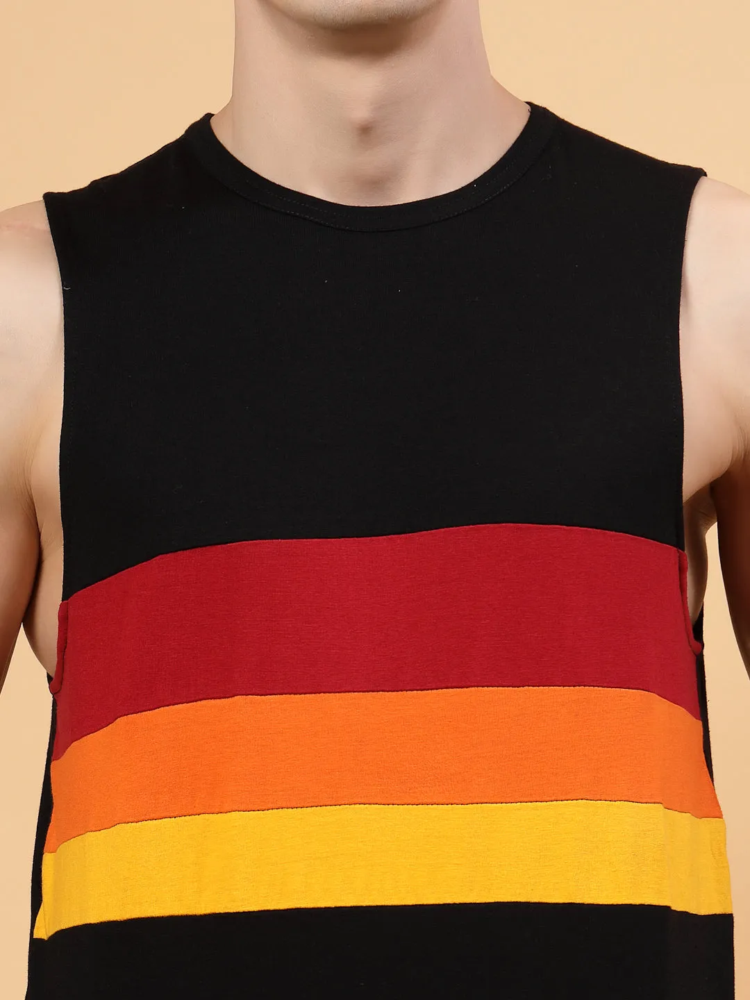 Colorblock Men Trendy Vest T-Shirt