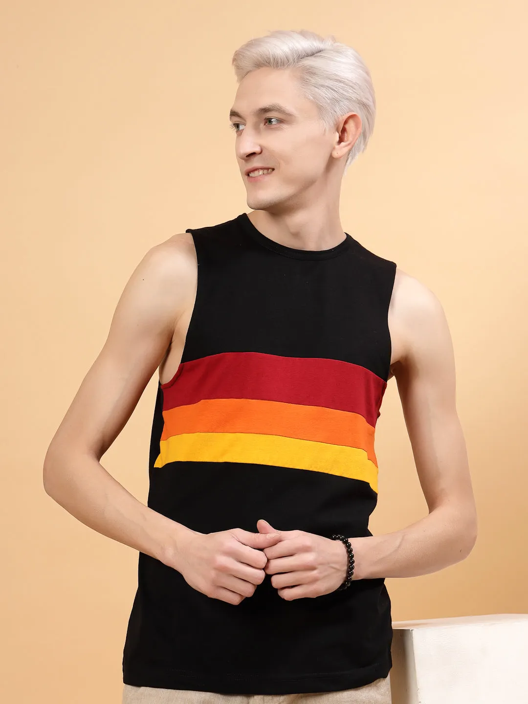 Colorblock Men Trendy Vest T-Shirt