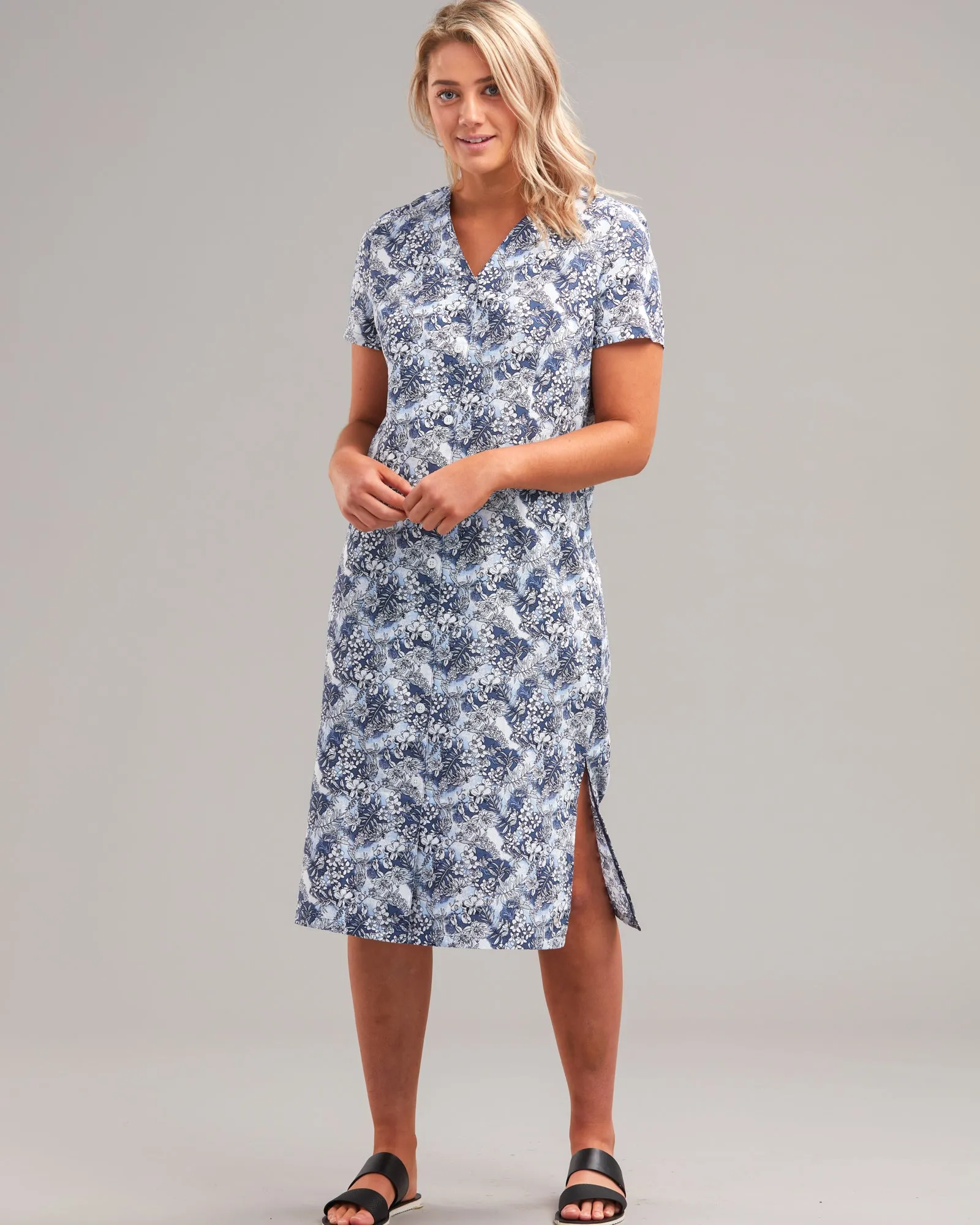 COTTON BUTTON MIDI DRESS