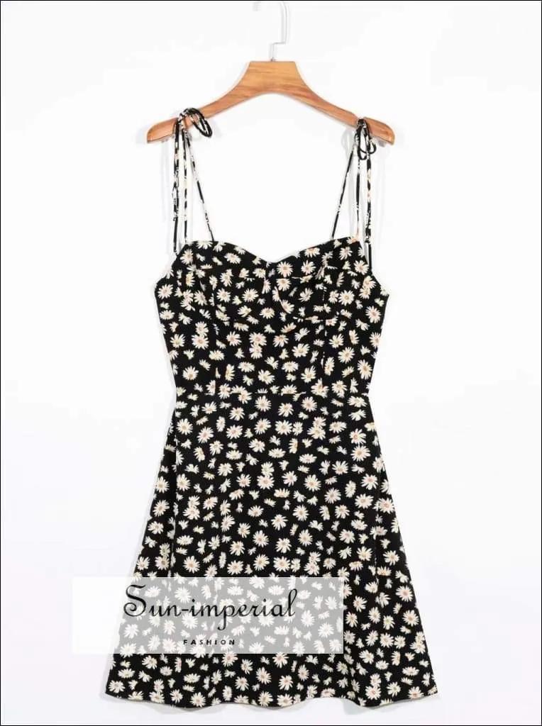 daisy print, florl print, flower printPink Floral Cami Strap a Line Mini Dress Vintage Chiffon Dress Daisy Print Adjustable Camistrap