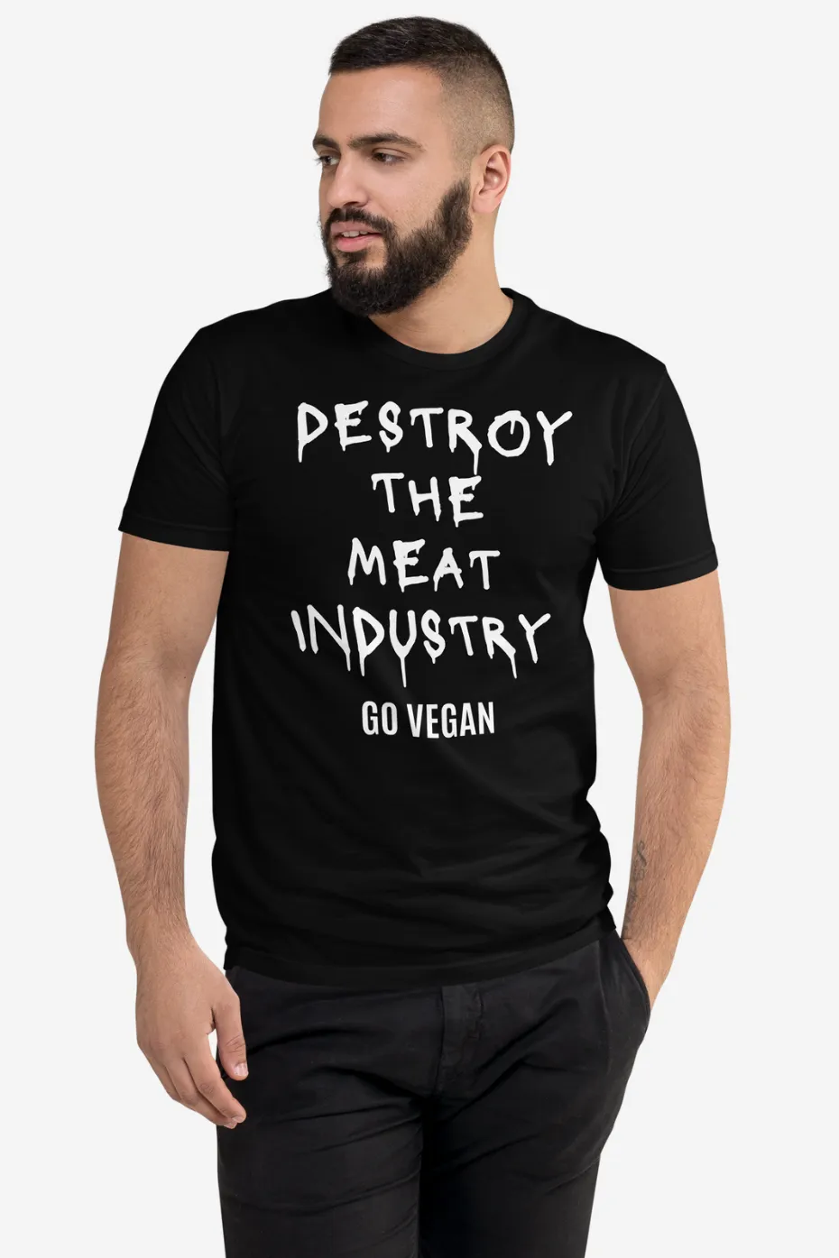 Destroy the Meat Industry Men's Fitted T-Shirt