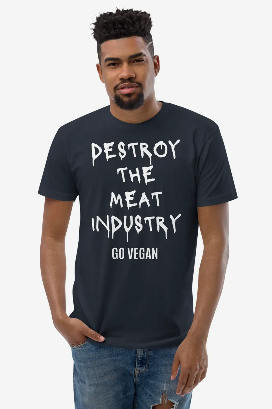 Destroy the Meat Industry Men's Fitted T-Shirt