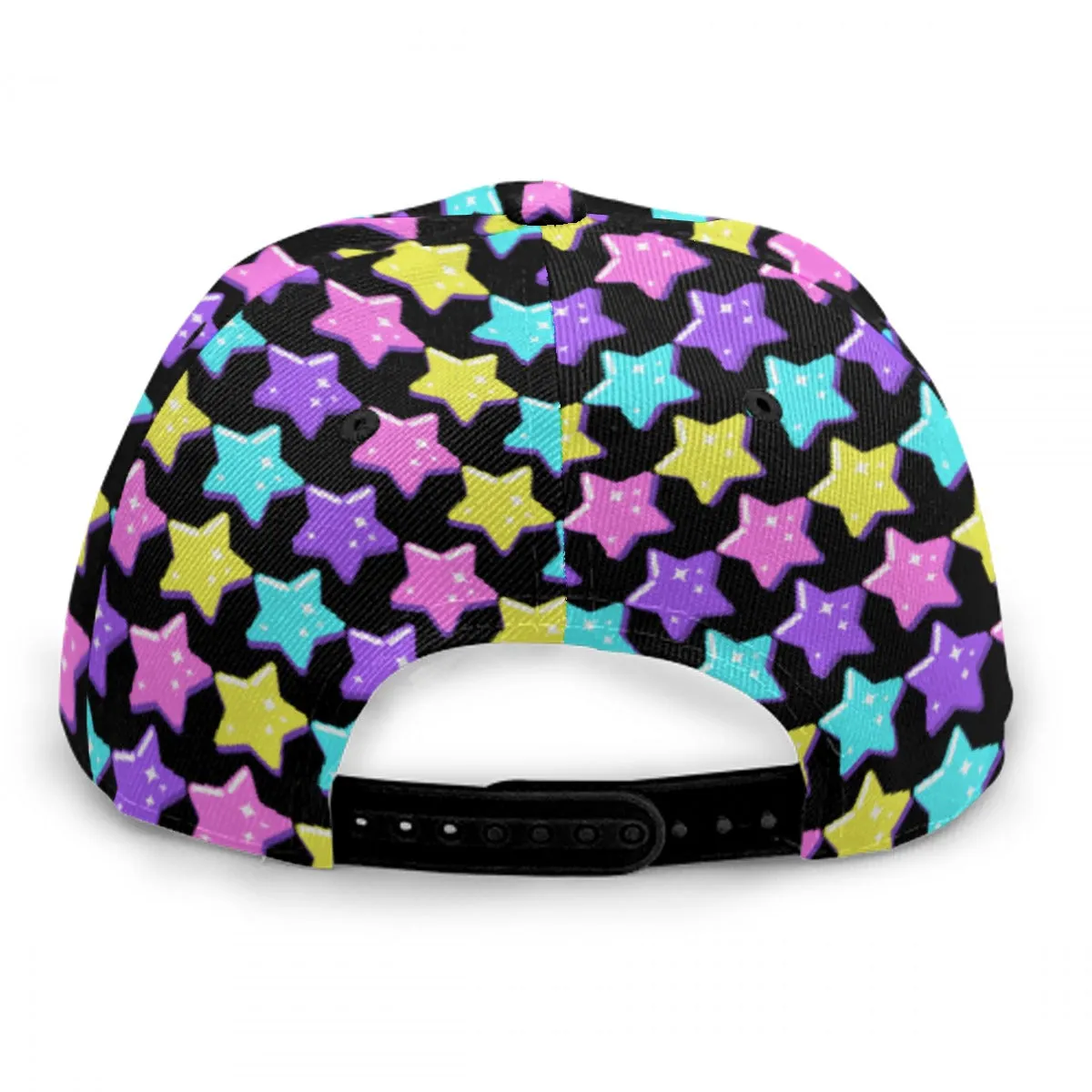 Electric Star Wave Black Baseball Cap With Flat Brim