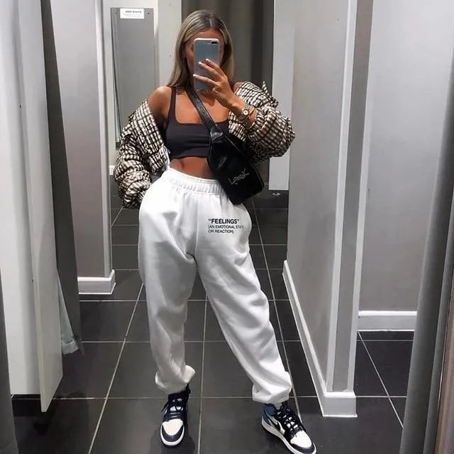 Joggers Wide Leg SweatPants Women High Waist Pants Streetwear