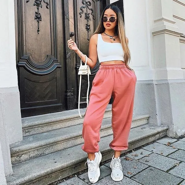 Joggers Wide Leg SweatPants Women High Waist Pants Streetwear