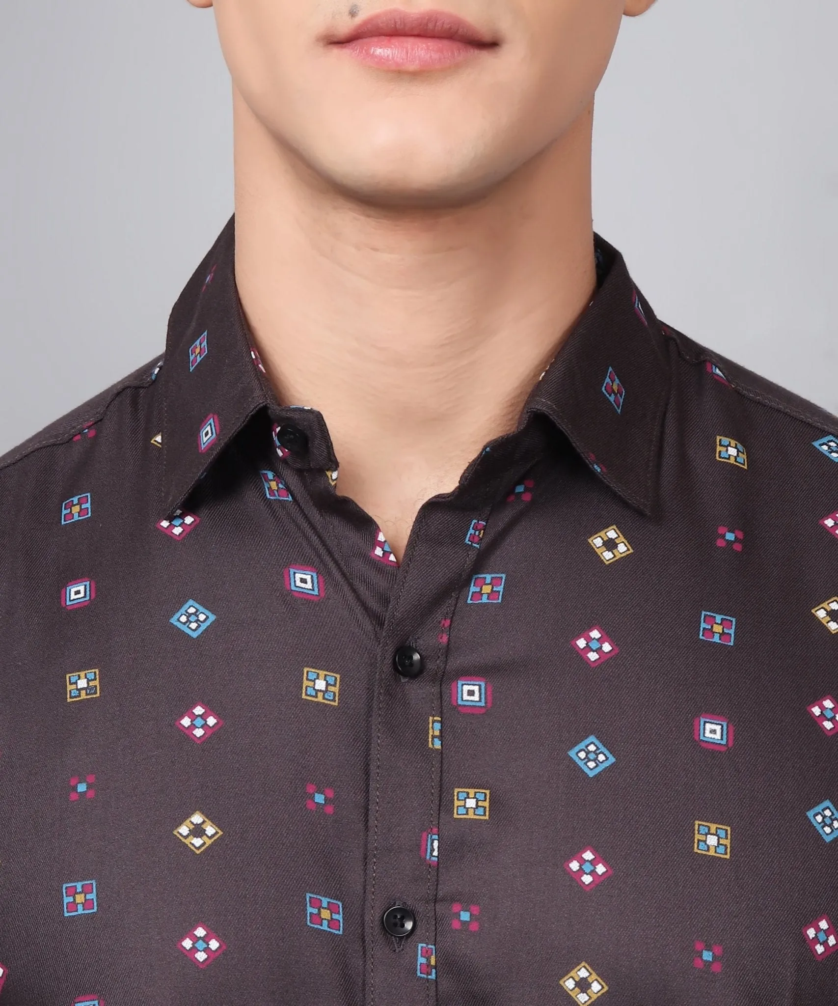 Fabulous Multi Colored Printed Cotton Button-Up Shirt for Men