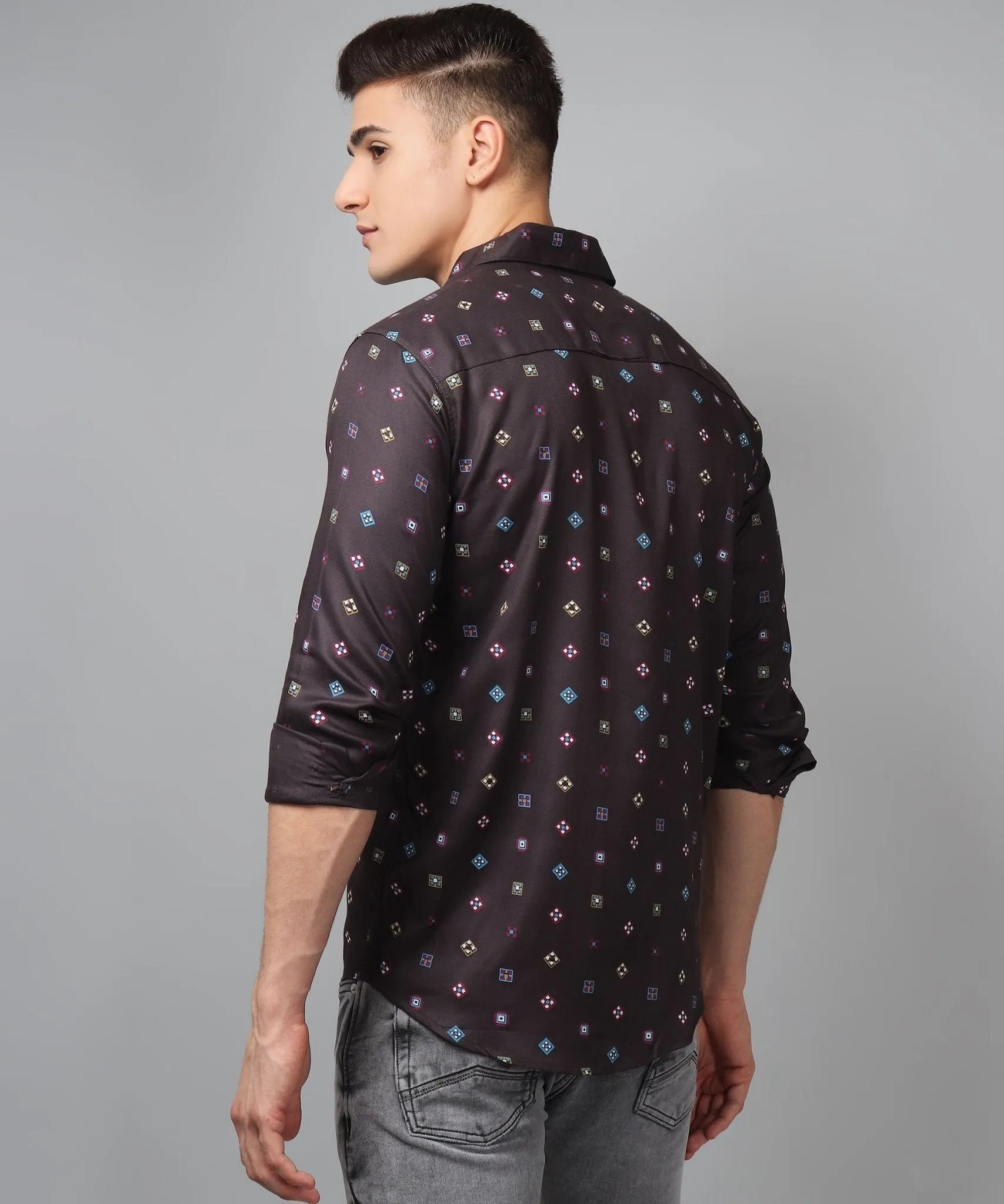 Fabulous Multi Colored Printed Cotton Button-Up Shirt for Men