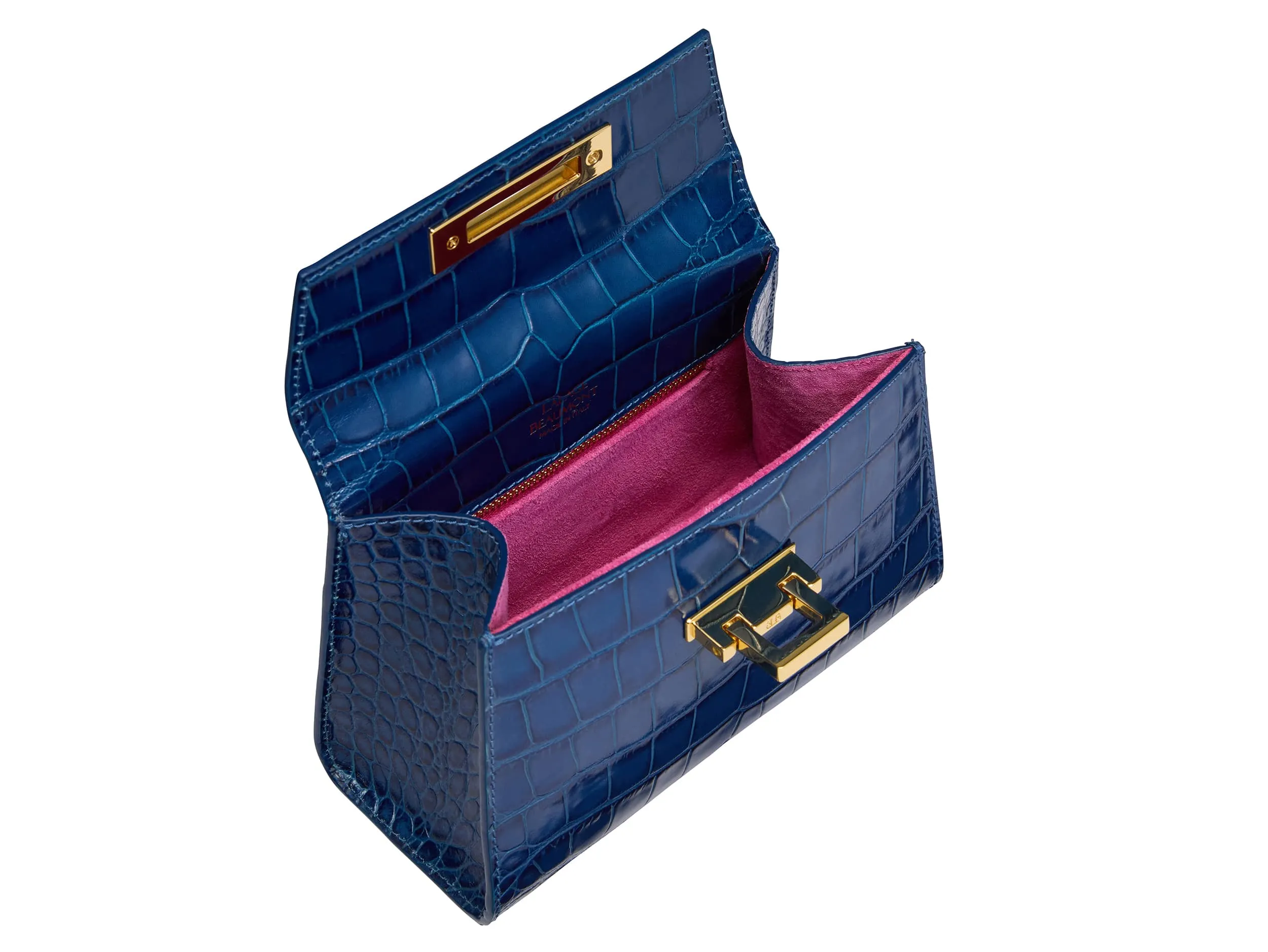 Fonteyn Mignon Orinoco 'Croc' Print Calf Leather Handbag - Cobalt