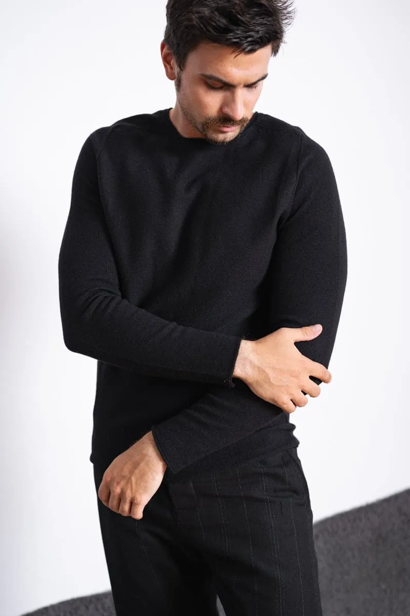 Hannibal | Nevio | Classic Black Fine Wool Sweater