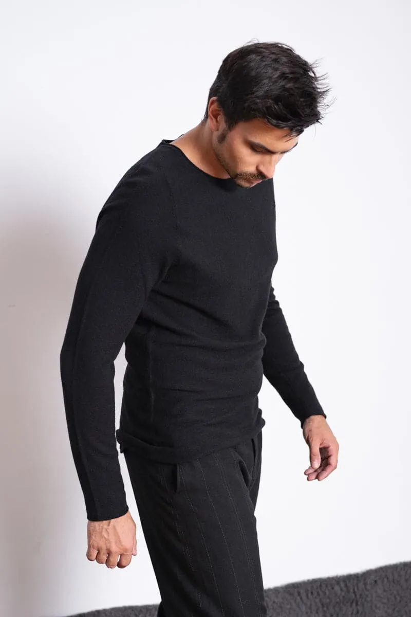 Hannibal | Nevio | Classic Black Fine Wool Sweater