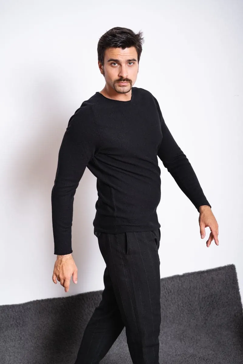 Hannibal | Nevio | Classic Black Fine Wool Sweater