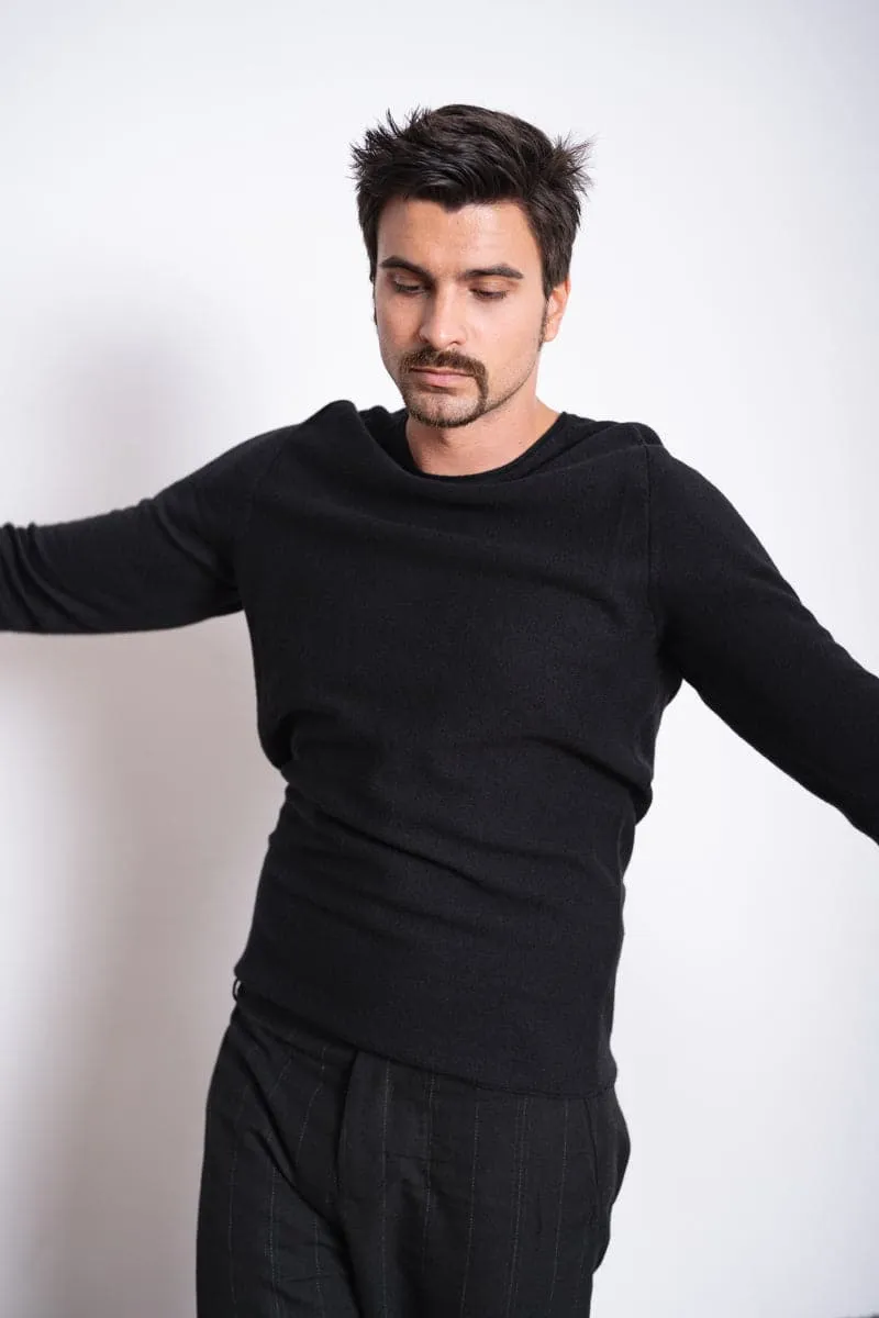 Hannibal | Nevio | Classic Black Fine Wool Sweater