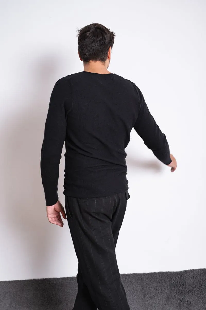 Hannibal | Nevio | Classic Black Fine Wool Sweater