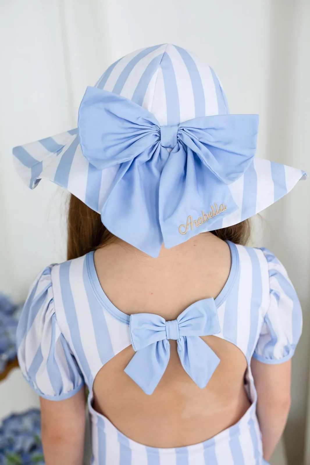 Girls Blue Stripe Sunhat