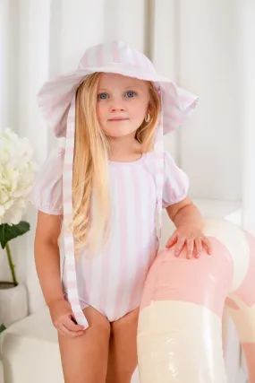 Girls Pink Candy Stripe Sunhat