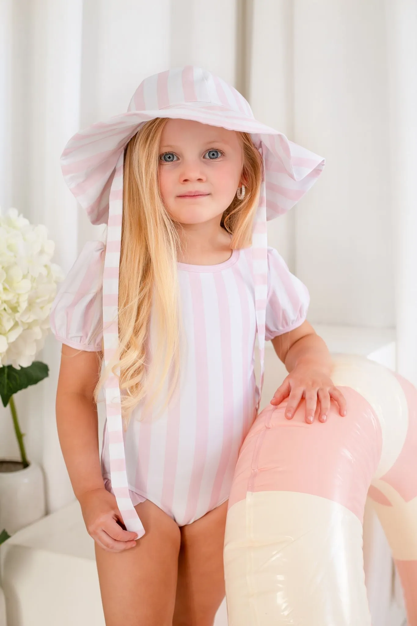 Girls Pink Candy Stripe Sunhat