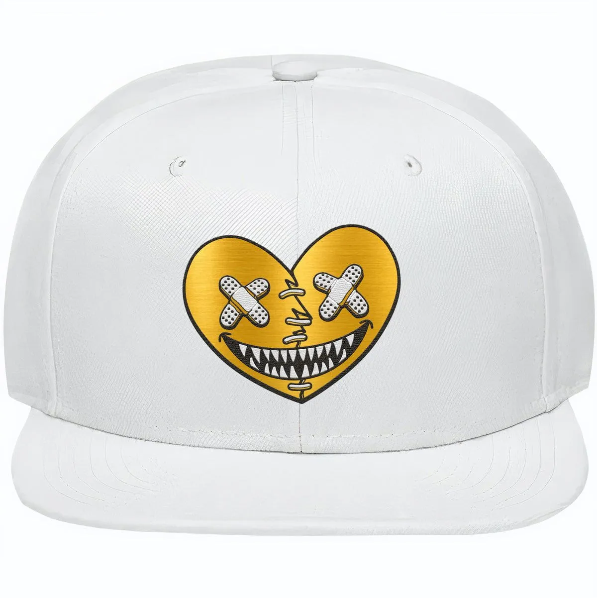 GOLD METALLIC HEART BAWS : White Snapback Hat