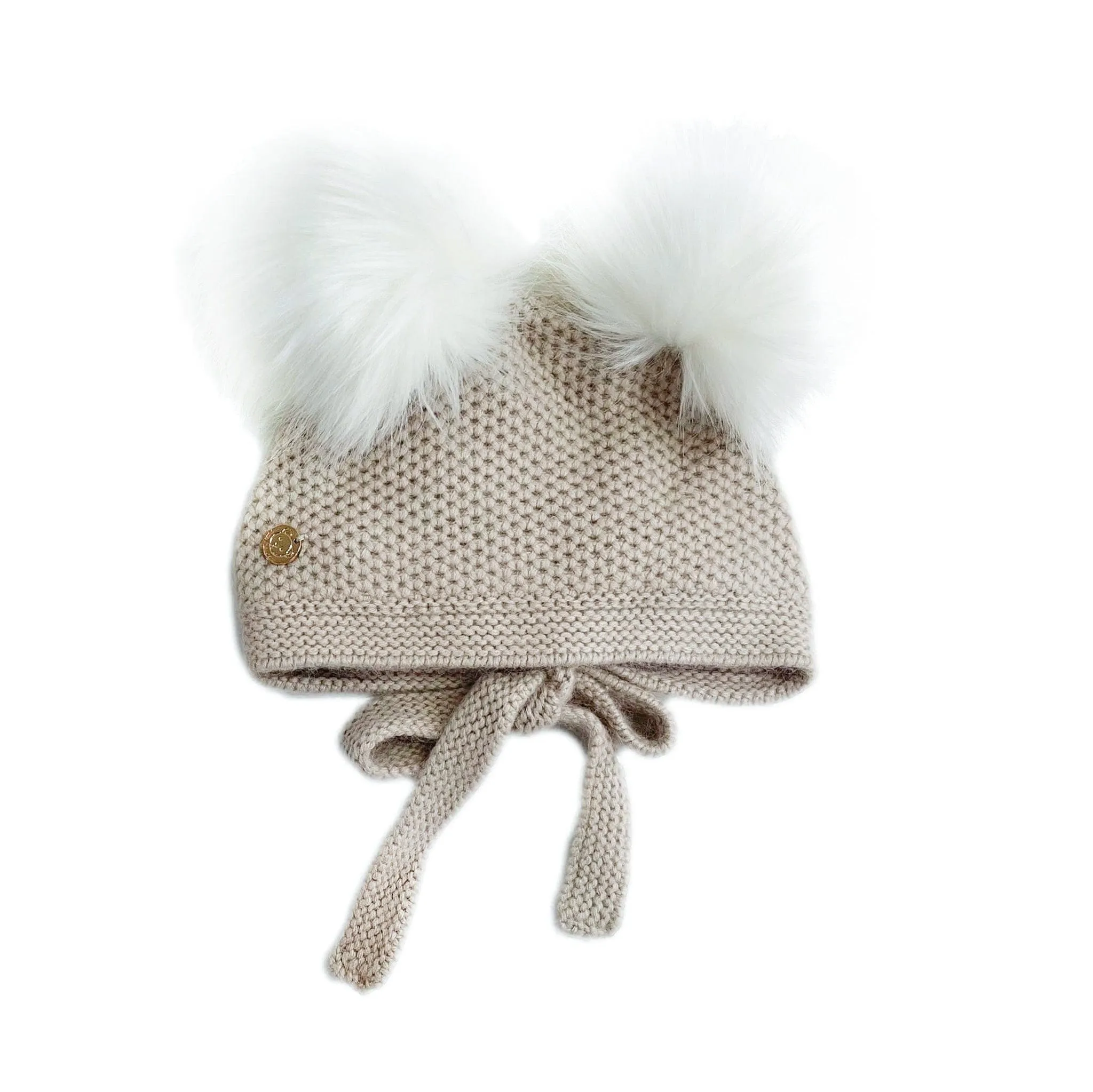 Honeycomb Beige Faux Fur Bonnet