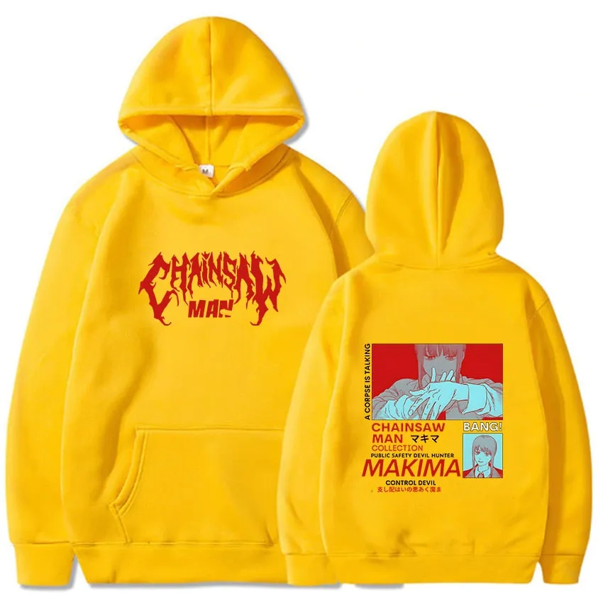 Kawaii Makima Chainsaw Man Hoodies Anime Print Sweatshirts Casual Long Sleeve Hooded Pullovers