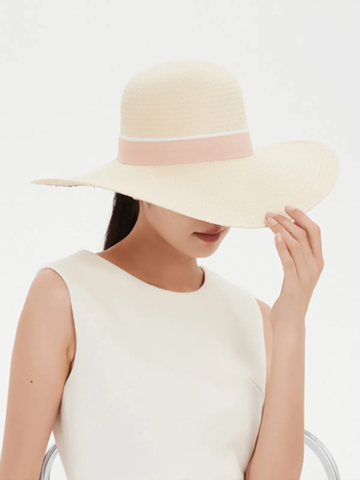 Light Khaki Large Brim Beach Sun Hat