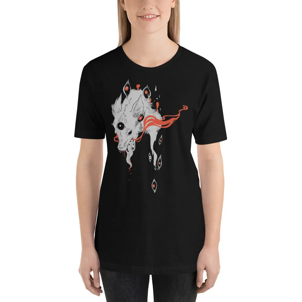 Magic Wolf With Third Eye, Black Unisex T-Shirt