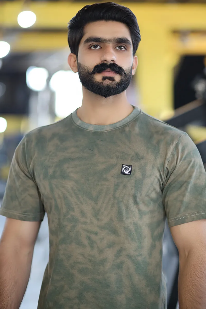 Men Round Neck T-Shirt Olive