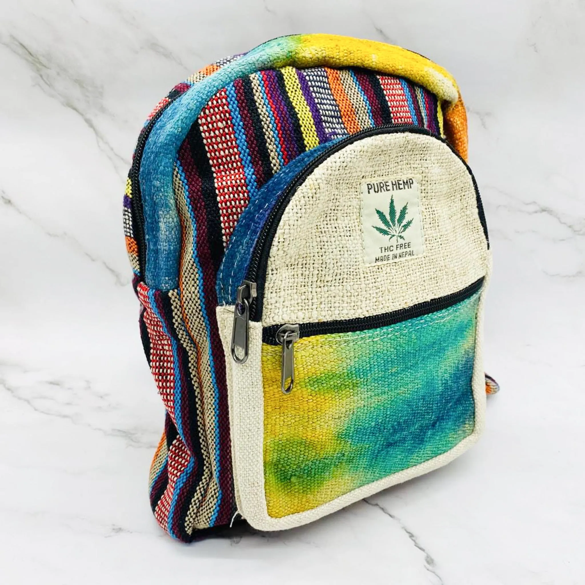 Mini Hemp Backpack, Eco Friendly Vegan Bags, Colorful Rucksack, Hippie Bag, Laptop Backpack, Boho Bags, Unisex Sturdy Bag