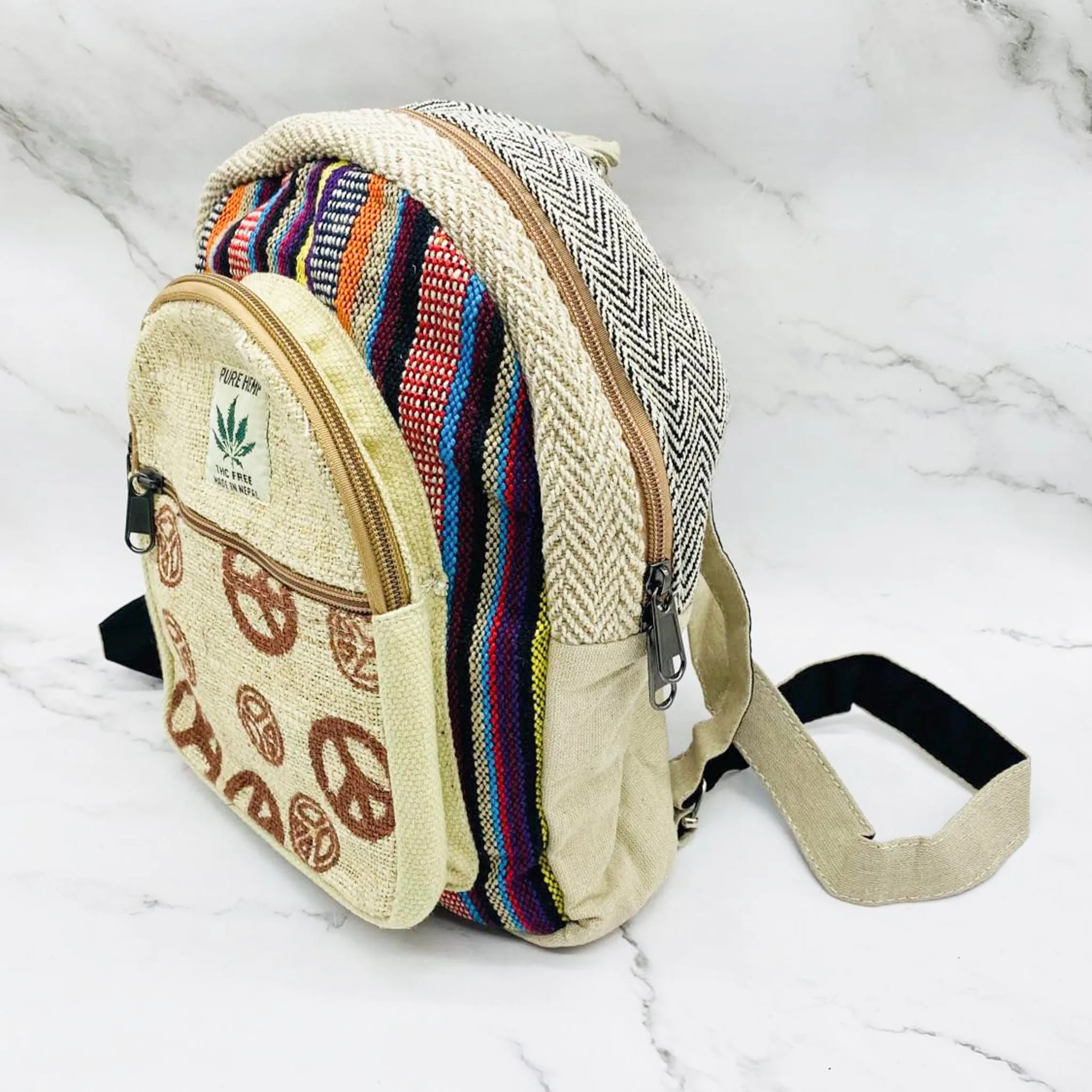 Mini Hemp Backpack, Eco Friendly Vegan Bags, Colorful Rucksack, Hippie Bag, Laptop Backpack, Boho Bags, Unisex Sturdy Bag