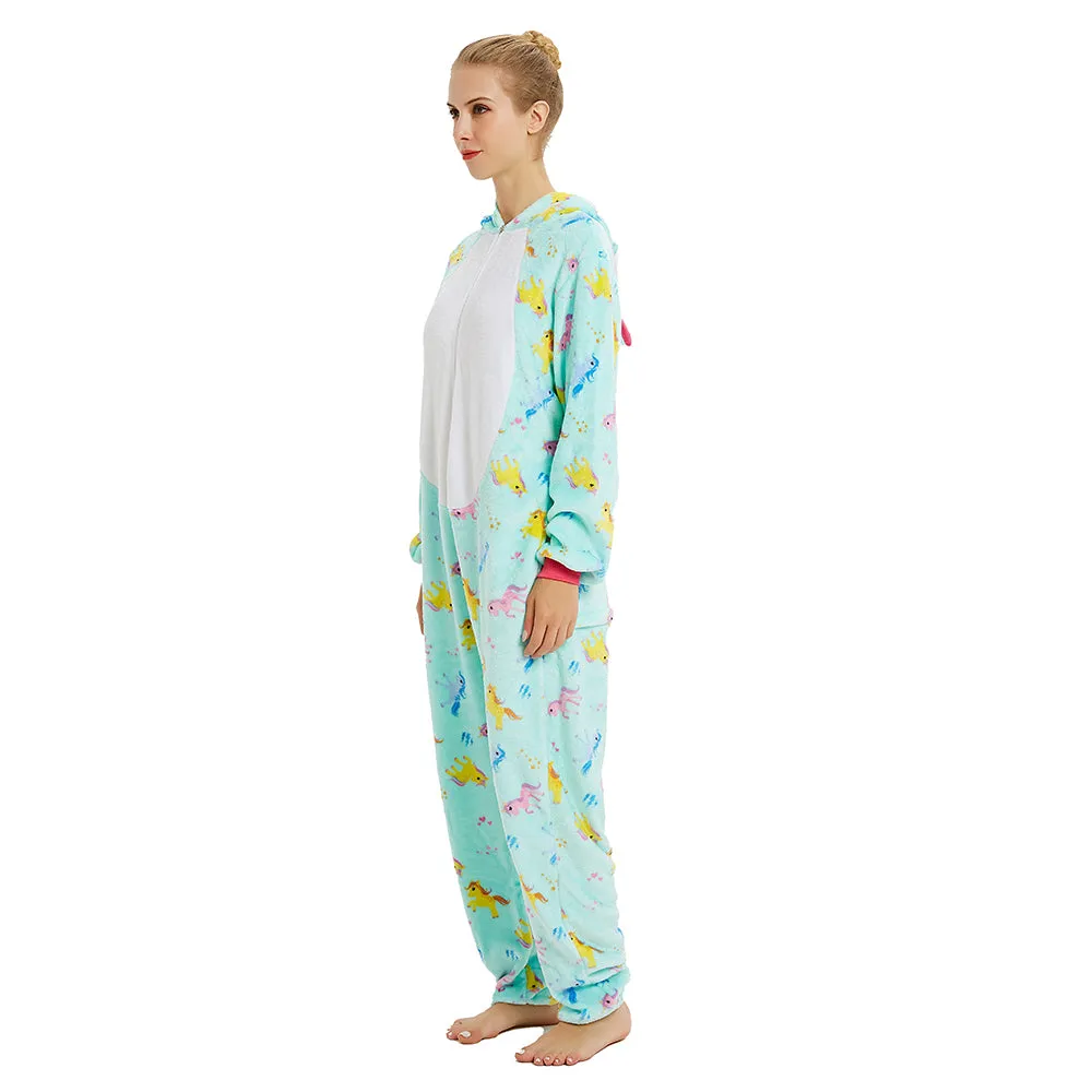 Mint Unicorn (with Unicorns Pattern Print) Adult Onesie