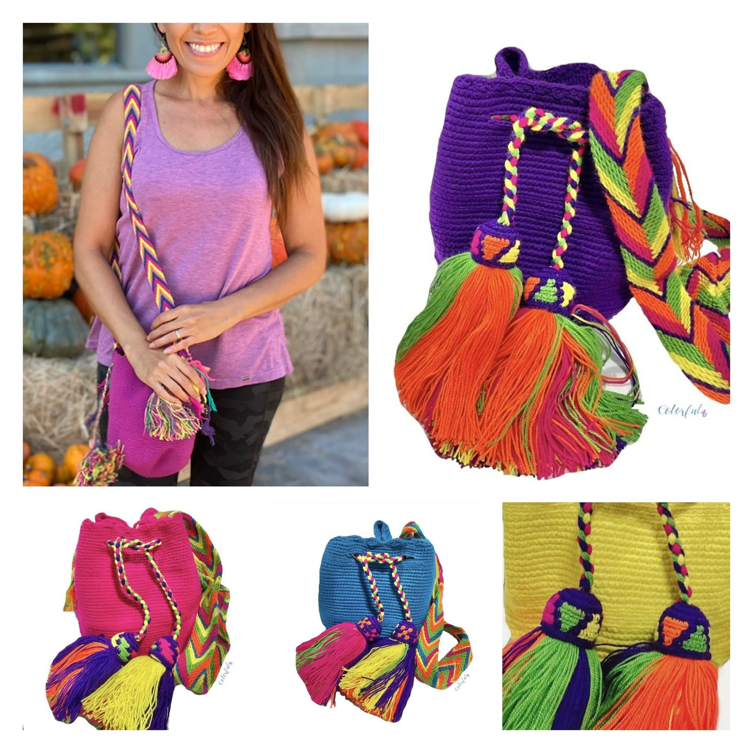 Neon Crochet Bags | Mini /Small Solid Neon Colors